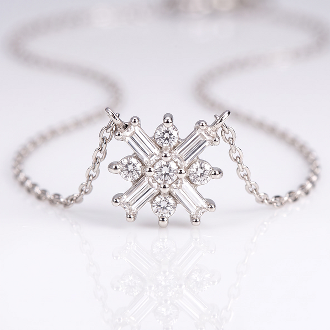 Witgouden sneeuwvlok collier 0,08 ct