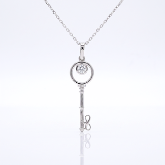 Sleutel Diamanten Collier Witgoud