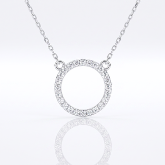 Diamanten Cirkel Collier Witgoud