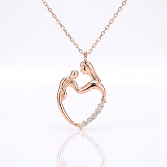 Moeder Kind Hart Collier Roségoud