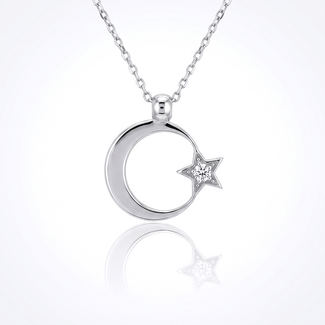 Maan Ster Collier Witgoud