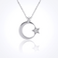 Witgouden maan en ster collier 0,03 ct