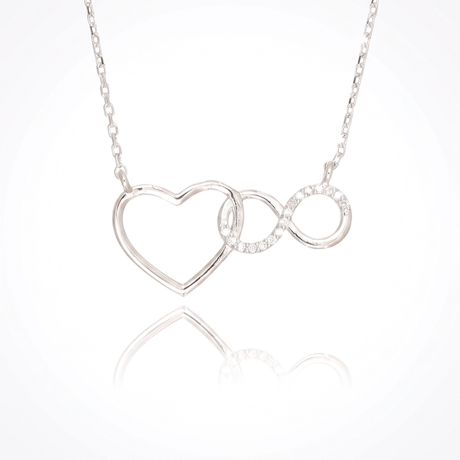 Witgouden hart infinity collier 0,04 ct