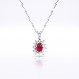 Robijn Diamant Collier Witgoud
