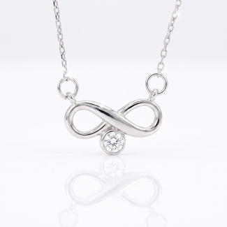 Witgouden Infinity Collier Met Diamant 0.09 Ct