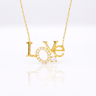 Gouden Love Ketting met Zirkonia