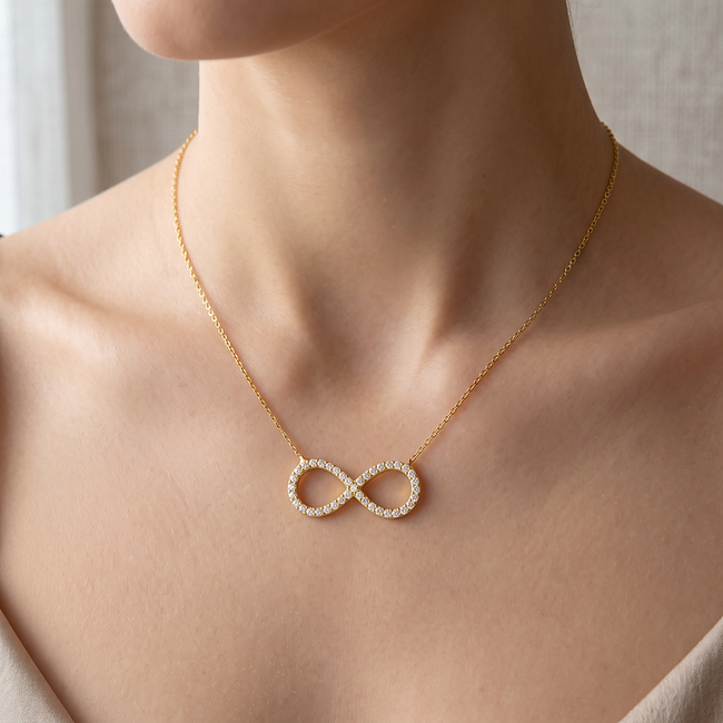 22 karaat gouden infinity collier met zirkonia
