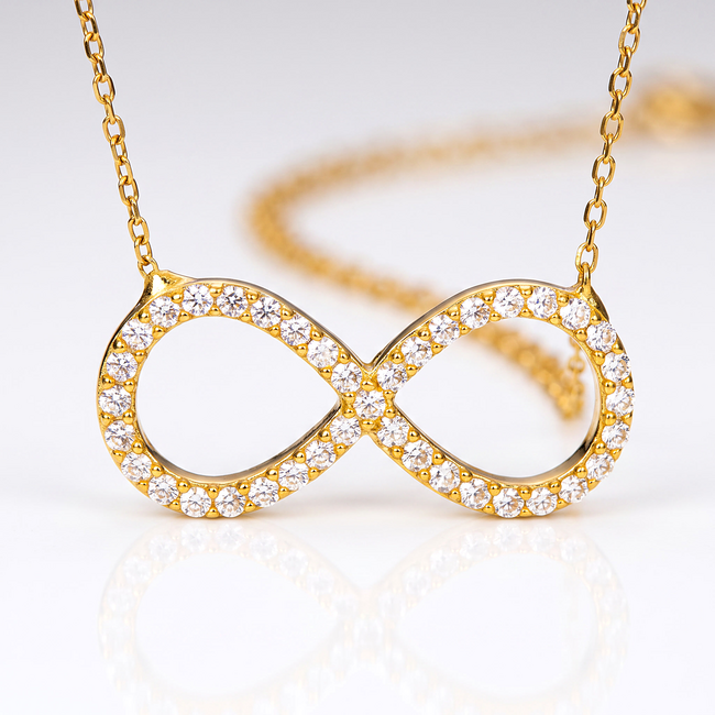 22 karaat gouden infinity collier met zirkonia