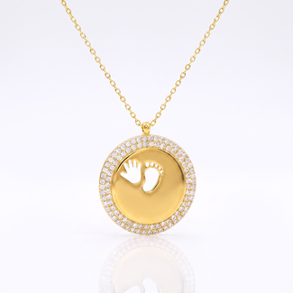 Gouden Baby Voetje Ketting met Zirkonia