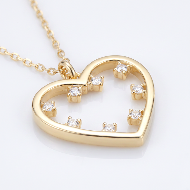 14 karaat gouden hart collier met zirkonia