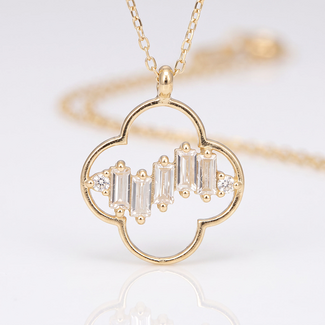 Klaver Collier Baguette Zirkonia