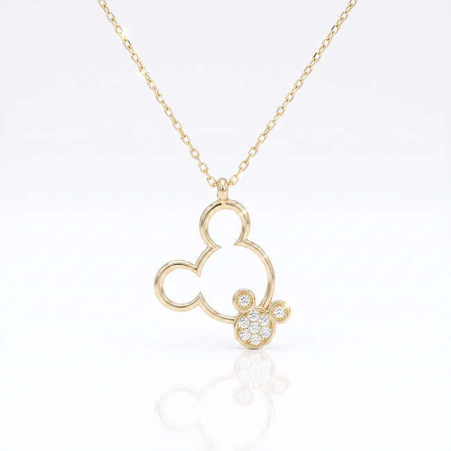 14k gouden collier met Mickey-stijl hanger