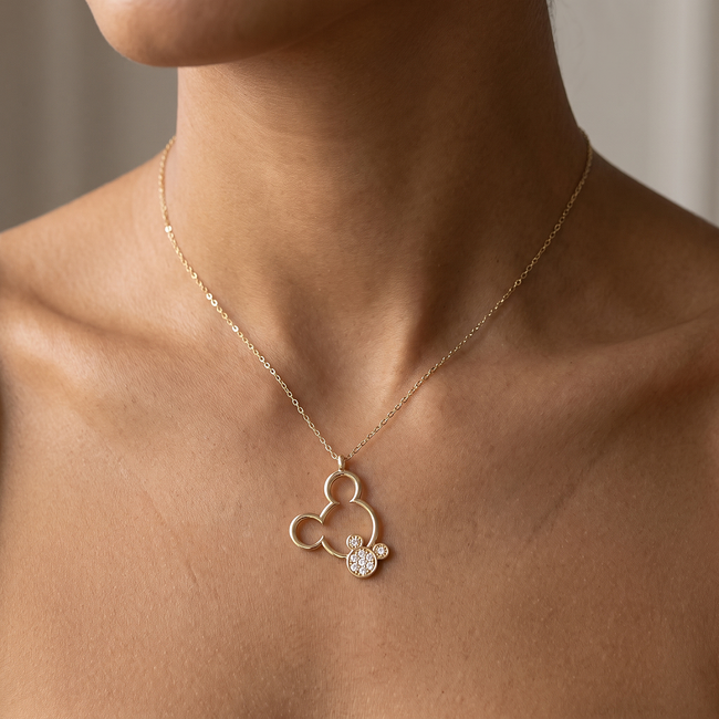 14k gouden collier met Mickey-stijl hanger
