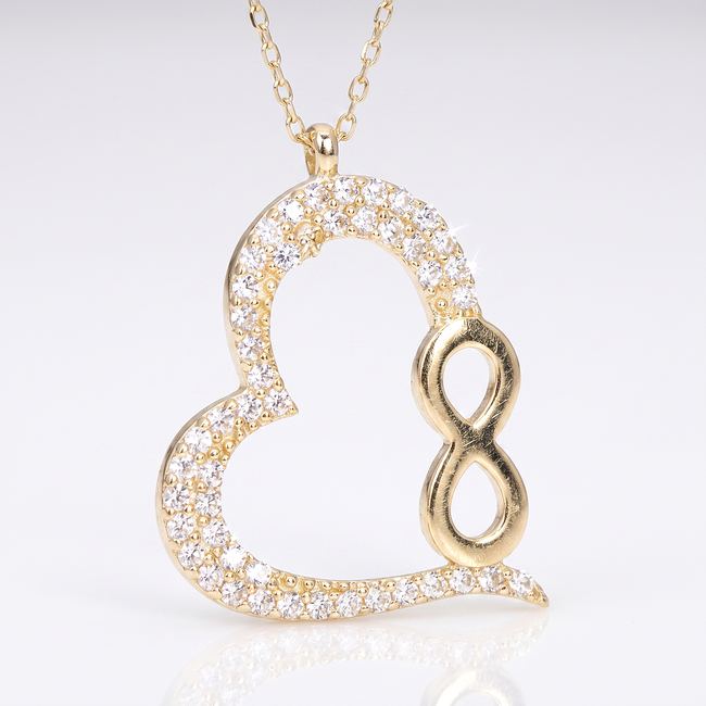 14k gouden hart collier met infinity detail