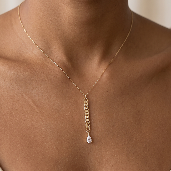 14 karaat gouden collier met gourmet hanger