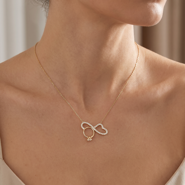 14 karaat gouden infinity hart collier