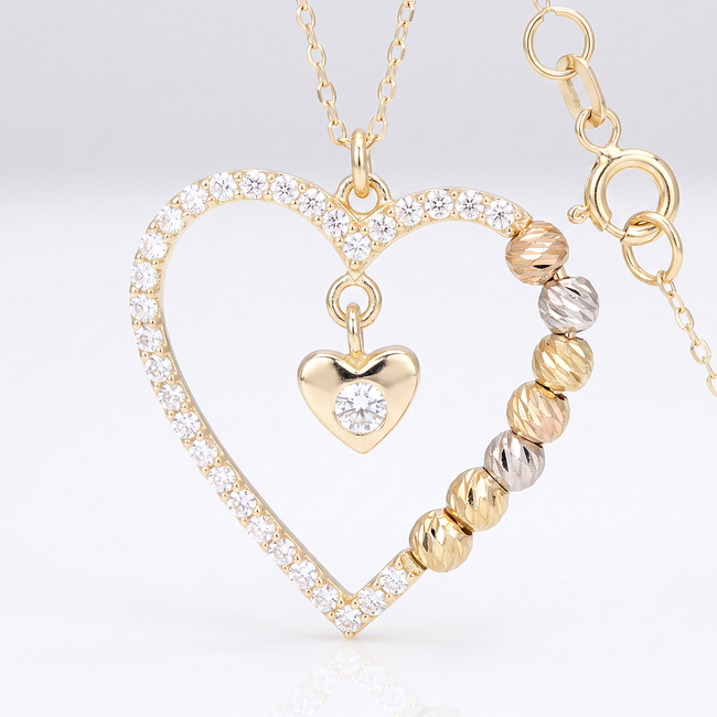 14 karaat gouden collier open hart met dorika