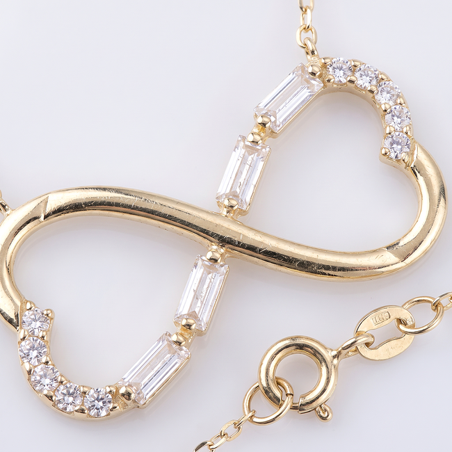 14 karaat gouden infinity collier zirkonia
