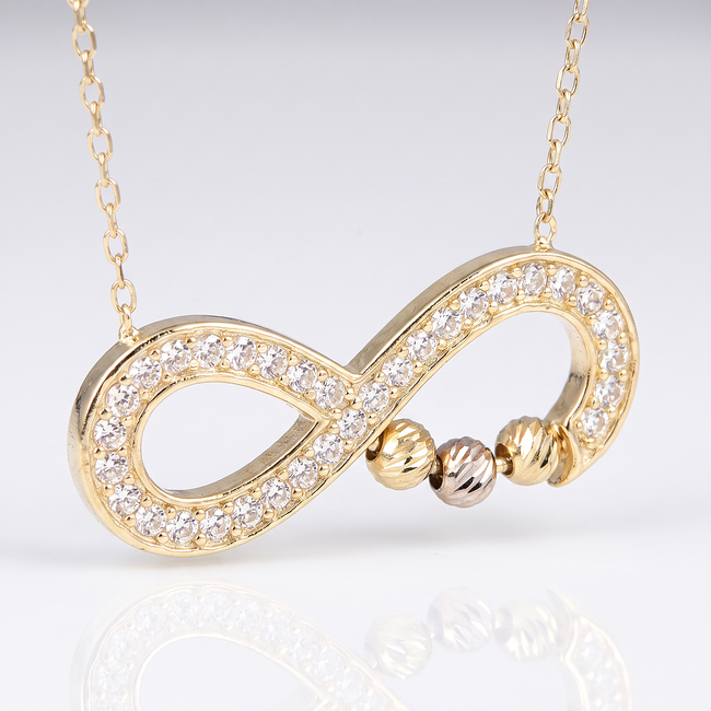 14 karaat gouden infinity collier met dorika