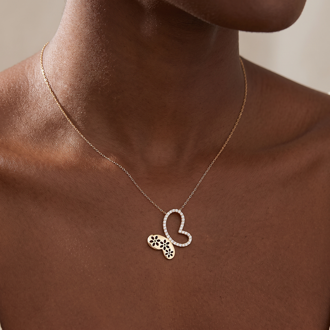 14 karaat gouden Dubbel Hart Collier 42 cm