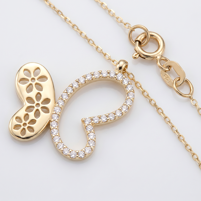 14 karaat gouden Dubbel Hart Collier 42 cm