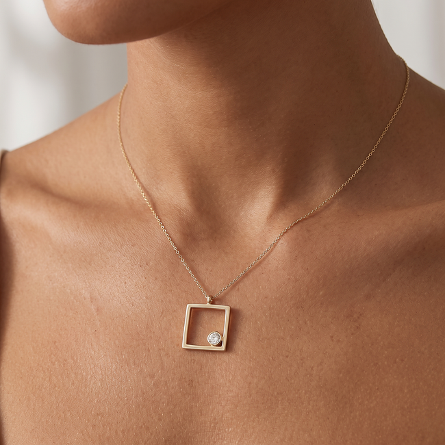 14 karaat gouden collier open vierkant