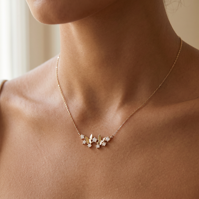 14 karaat gouden collier met vlinder design