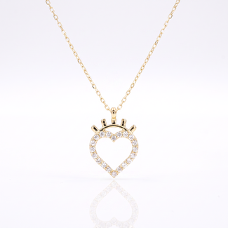 Gouden collier open hart met steentjes