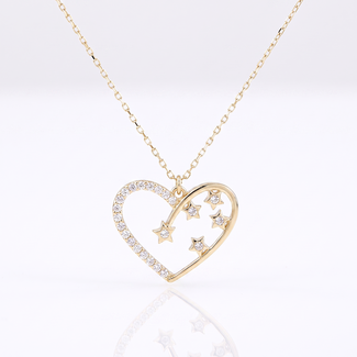 Gouden collier open hart met sterren