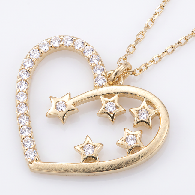 14 karaat gouden collier hart met sterren