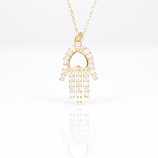 Gouden collier hamsa hand hanger
