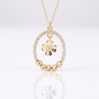 Gouden collier met klaver hanger