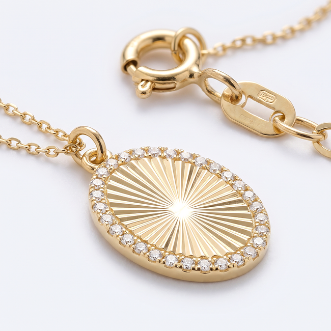18 Karaat Gouden Ketting met Ovale Hanger