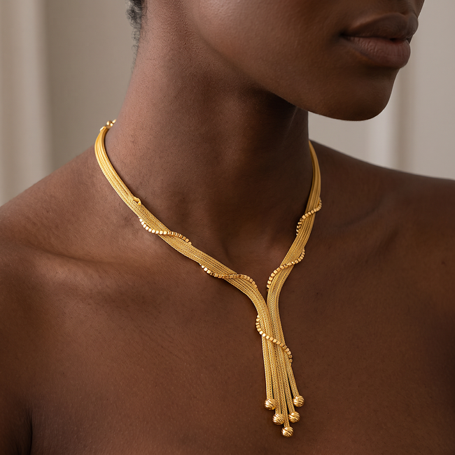 Gouden Kalze Collier met Dorika Balletjes