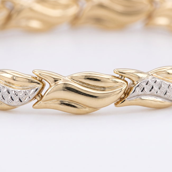 14k gouden fantasiearmband bewerkte schakels