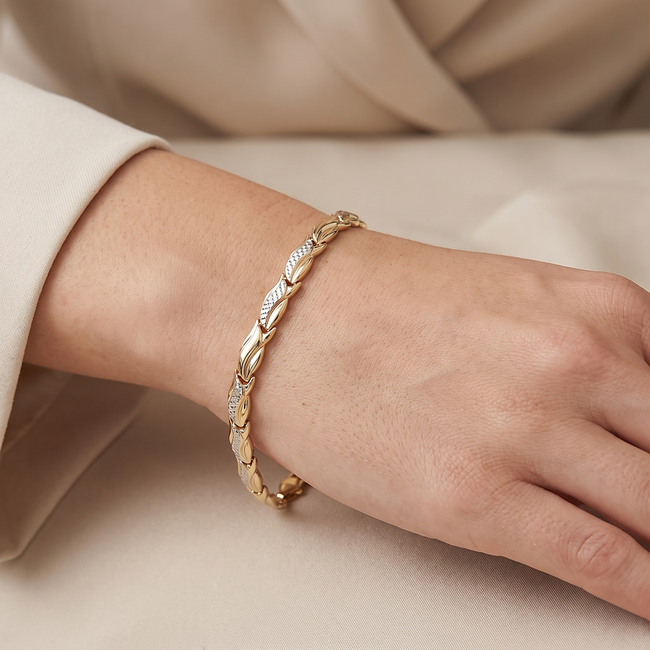 14k gouden fantasiearmband bewerkte schakels
