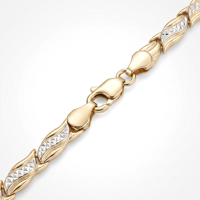 14k gouden fantasiearmband bewerkte schakels