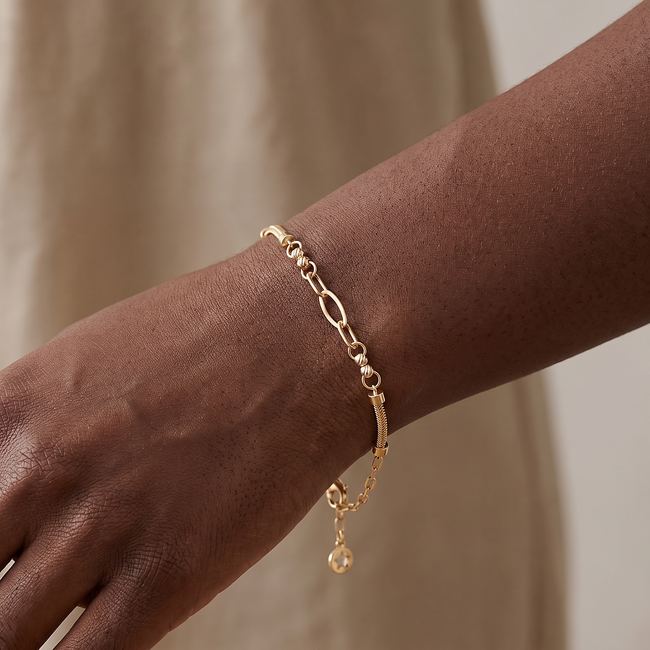 14k Gouden Fantasiearmband met Open Schakels