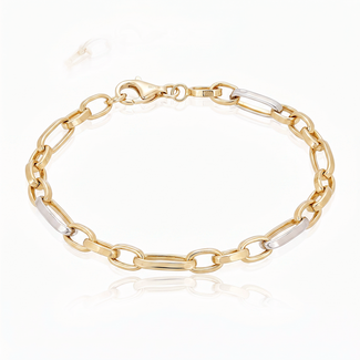 Gouden Schakelarmband met Witkleurige Details