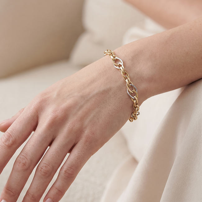 14k gouden armband met ovale schakels 19,5 cm