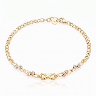 Gouden Infinity Armband met Gekleurde Bolletjes