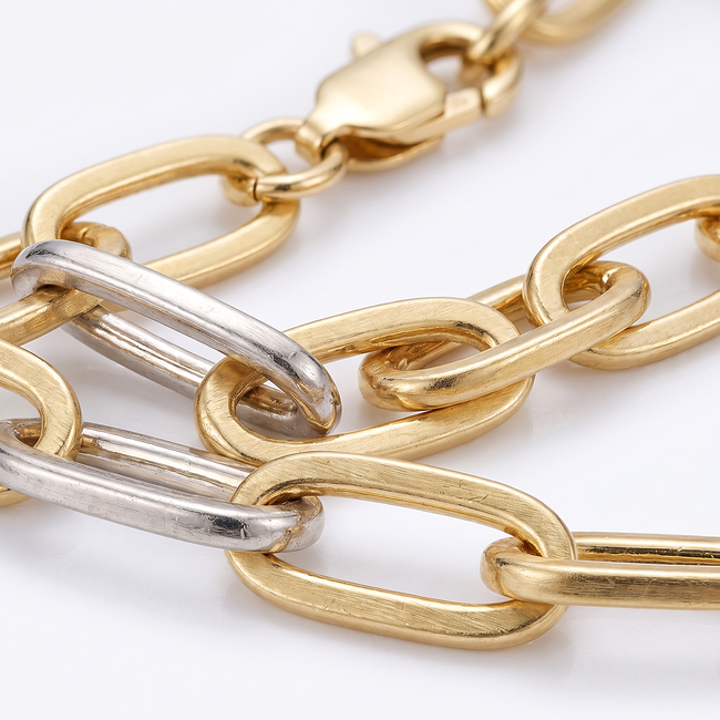 14 Karaat Bicolor Gouden Papercliparmband