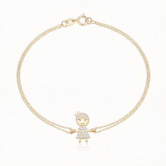 Geelgouden Meisje Armband met Zirkonia