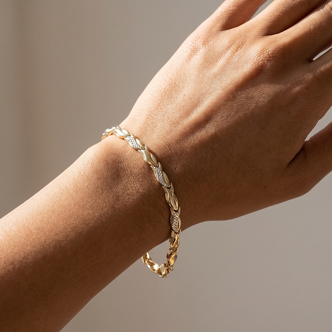 14 Karaat Gouden Armband met Fantasieschakels