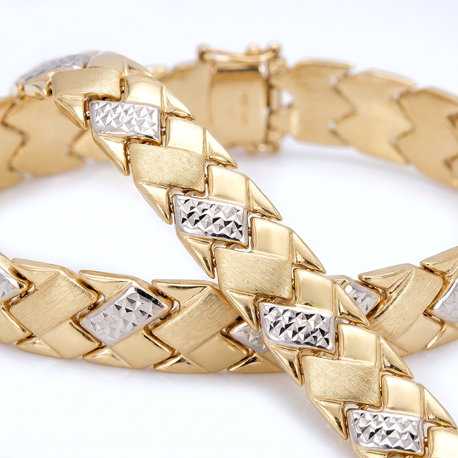 14k gouden armband bewerkte schakels 19,5 cm