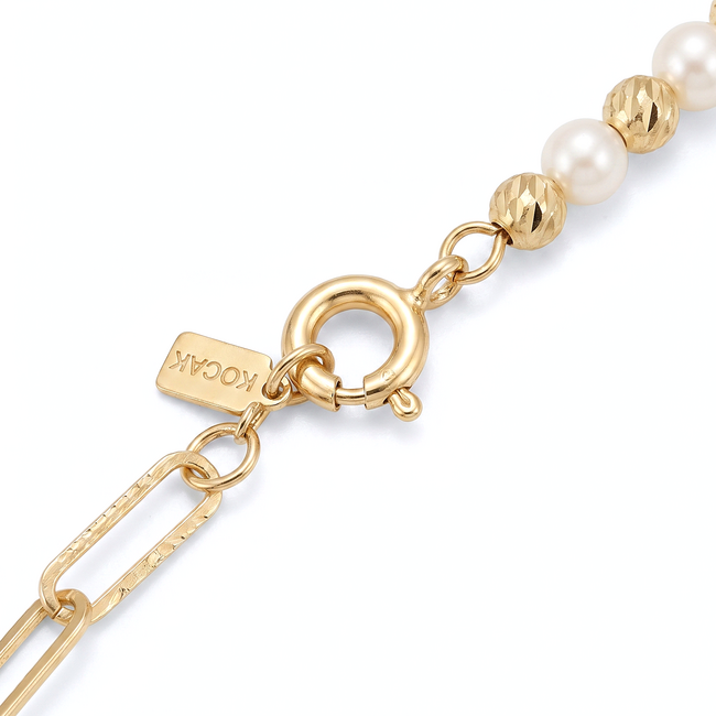 14 karaat geelgouden armband met zoetwaterparels