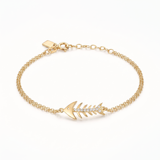 Geelgouden Visgraat Armband
