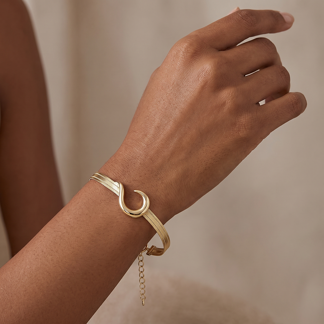 14k gouden Hasır armband met curve sluiting