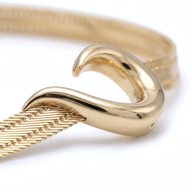 14k gouden Hasır armband met curve sluiting
