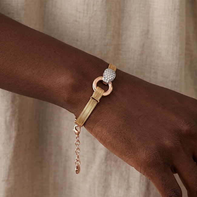 14k Hasır armband met roségoud middenstuk